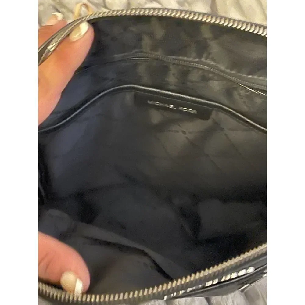 Black leather MIchael Kors emmy lg backpackw/tea flower roses